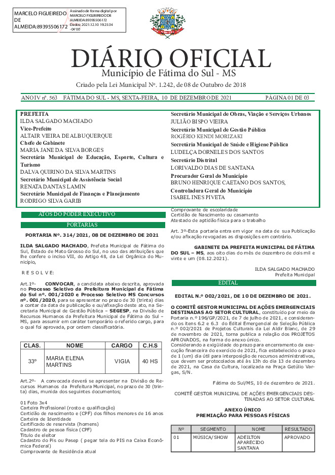 Diário Oficial - Edição nº 563