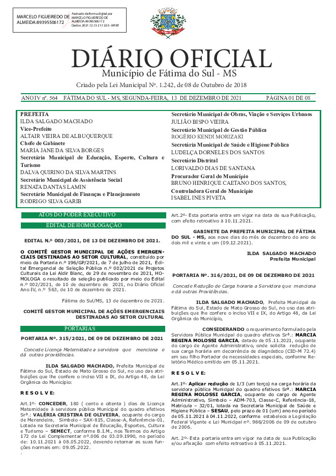 Diário Oficial - Edição nº 564