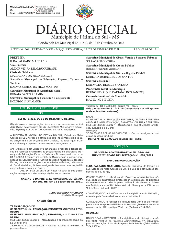 Diário Oficial - Edição nº 566