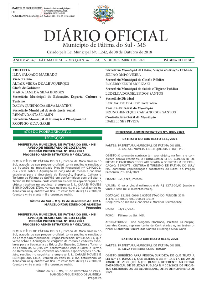 Diário Oficial - Edição nº 567