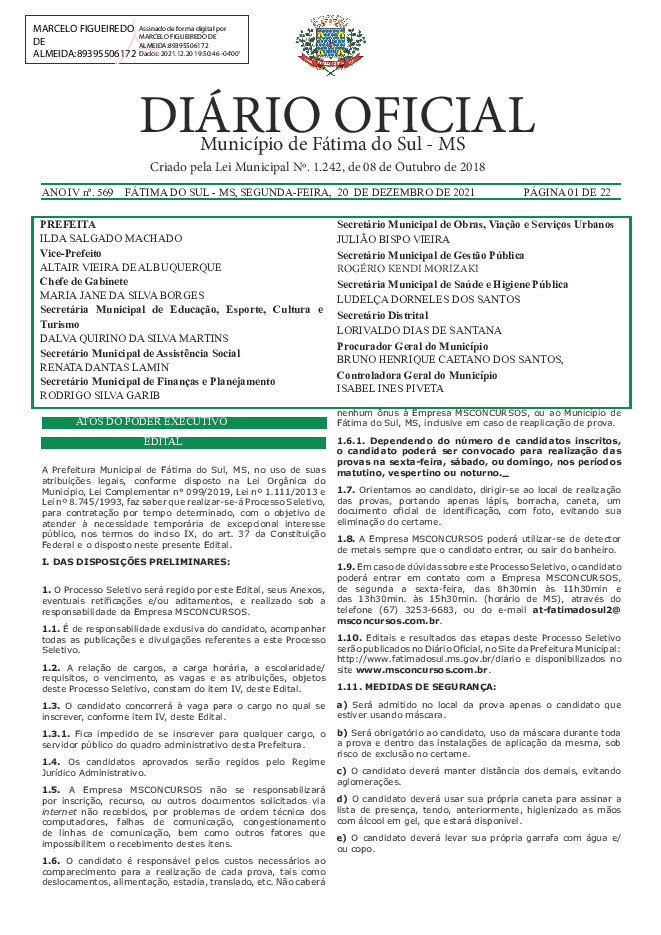 Diário Oficial - Edição nº 569