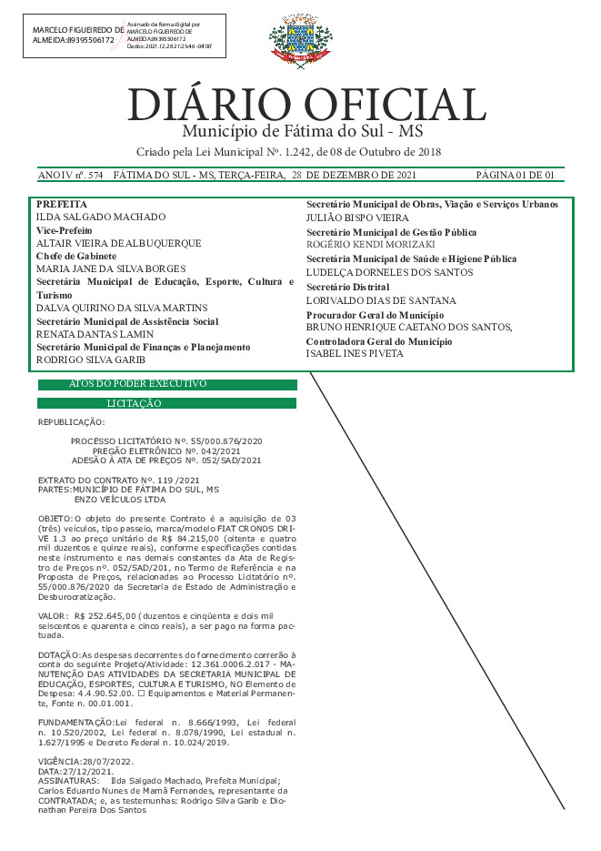 Diário Oficial - Edição nº 574