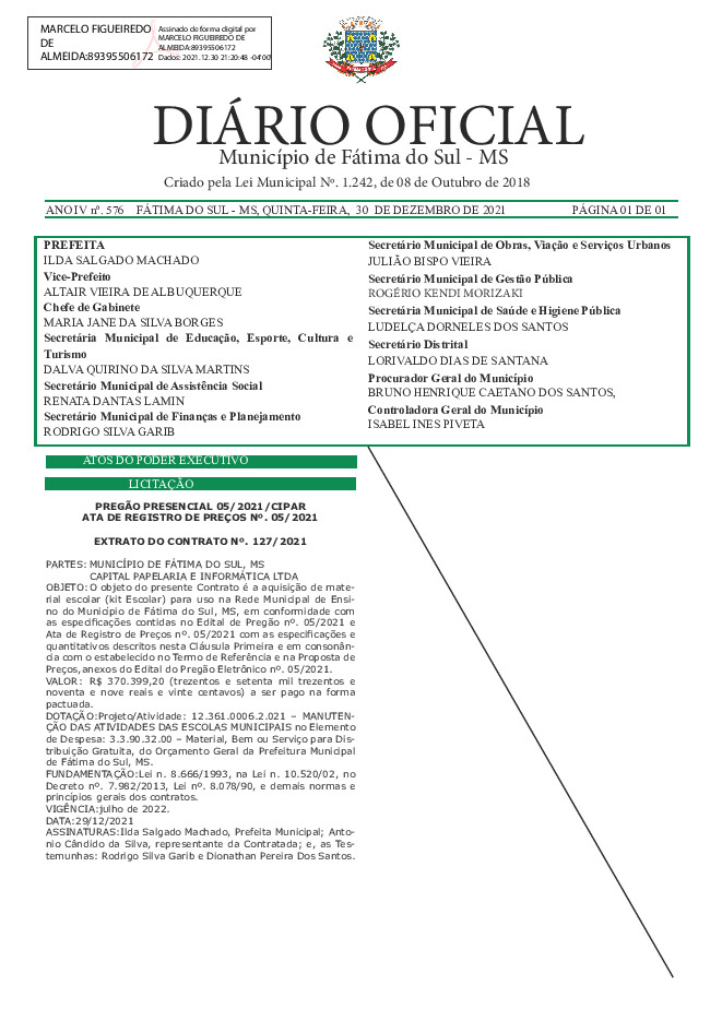 Diário Oficial - Edição nº 576