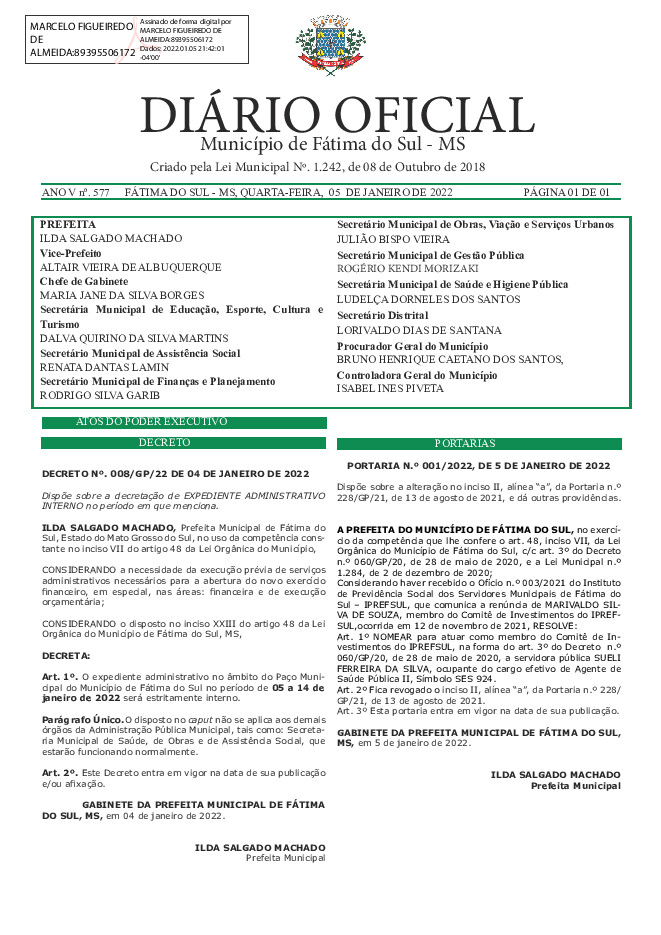 Diário Oficial - Edição nº 577