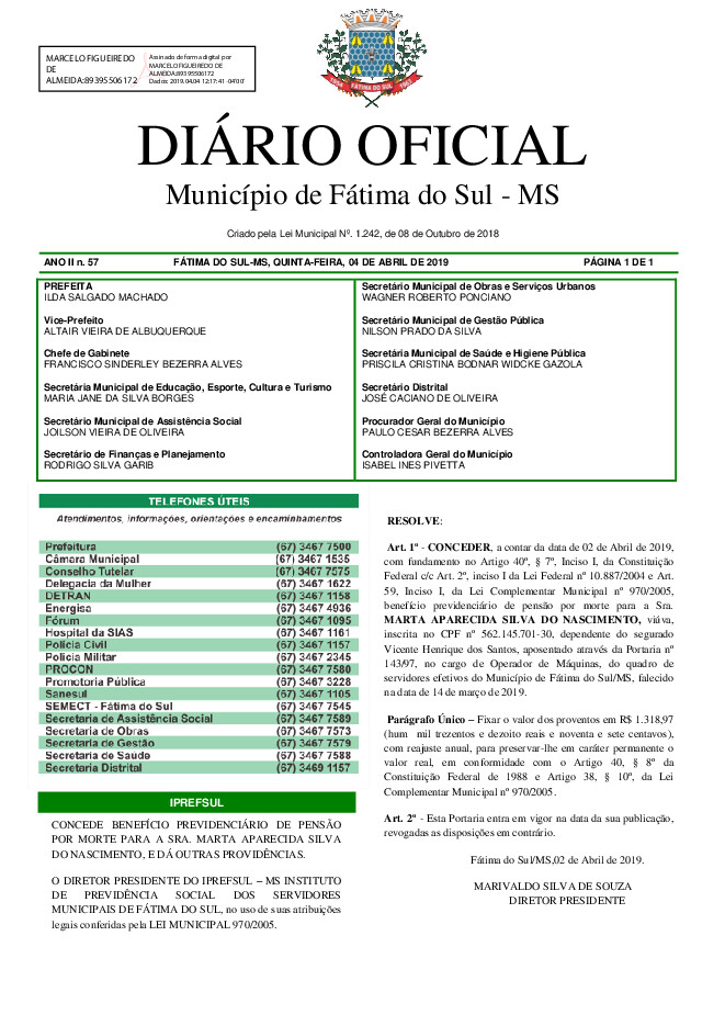 Diário Oficial - Edição nº 57