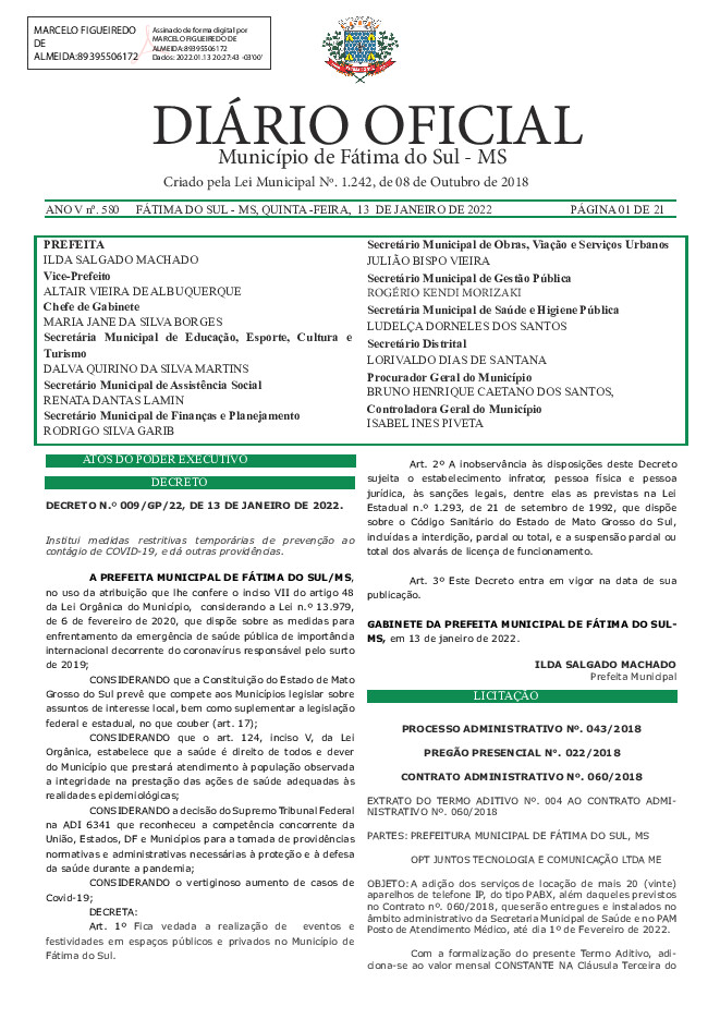 Diário Oficial - Edição nº 580