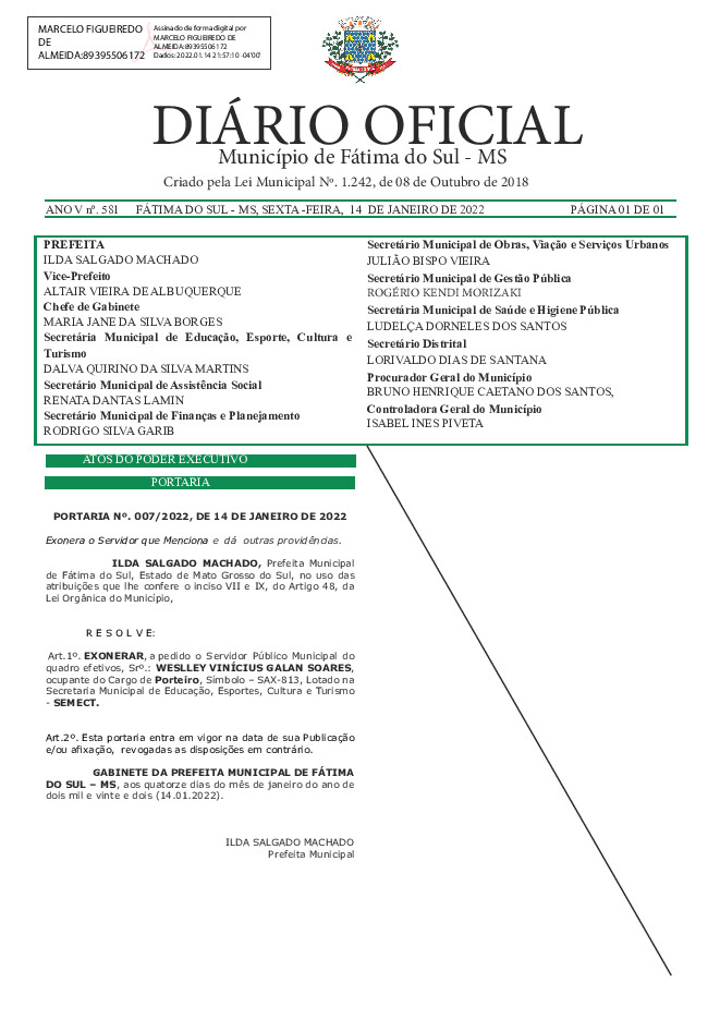 Diário Oficial - Edição nº 581