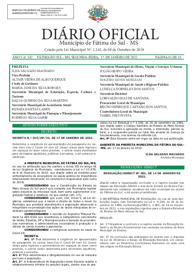 Diário Oficial - Edição nº 582