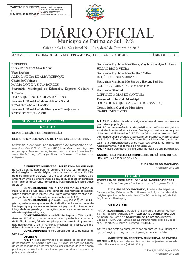 Diário Oficial - Edição nº 583