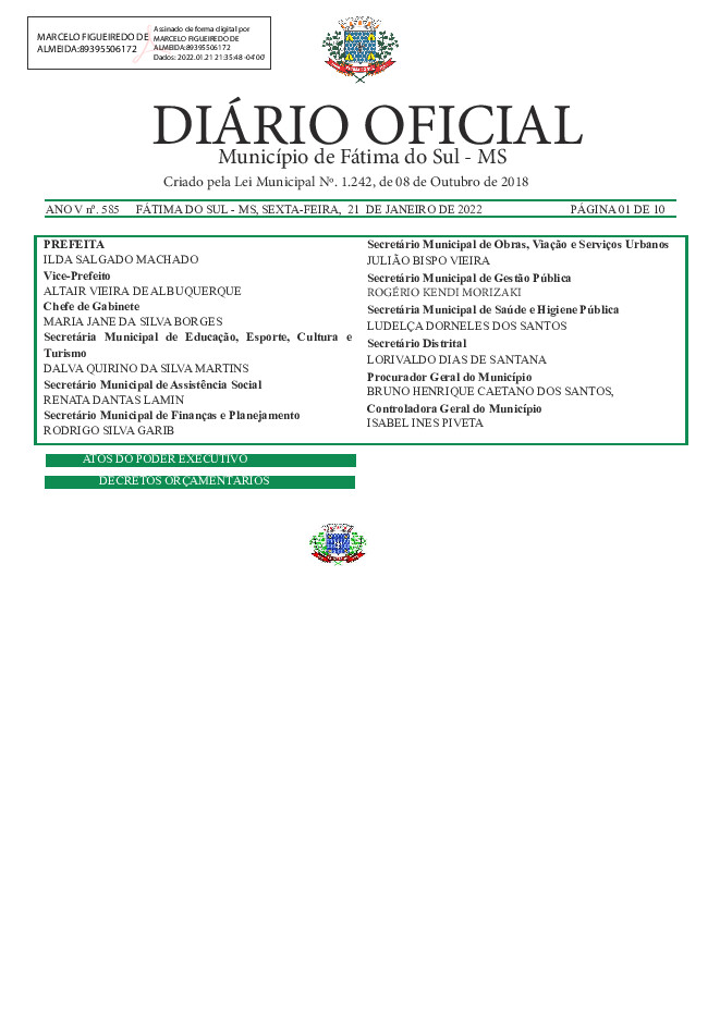 Diário Oficial - Edição nº 585