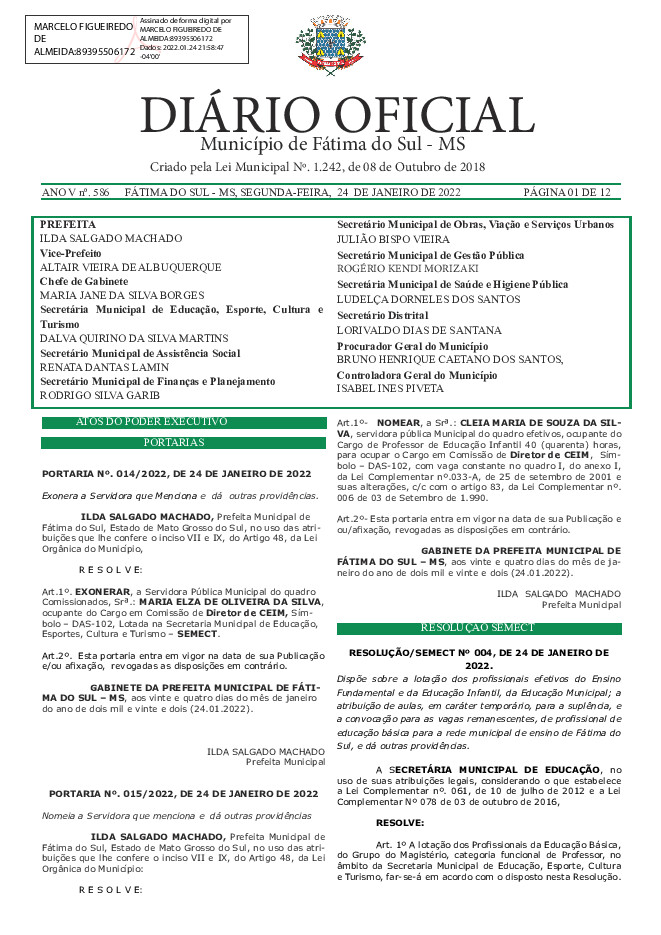 Diário Oficial - Edição nº 586