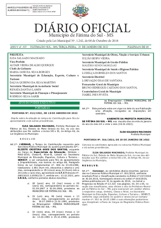 Diário Oficial - Edição nº 587