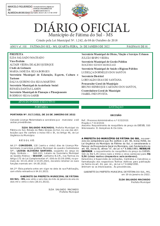 Diário Oficial - Edição nº 588