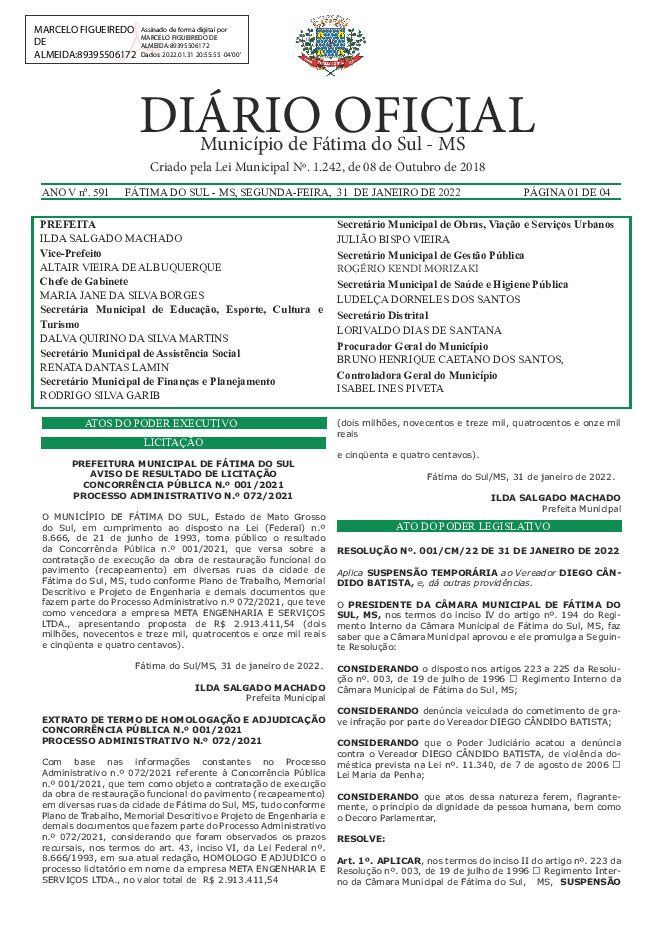 Diário Oficial - Edição nº 591