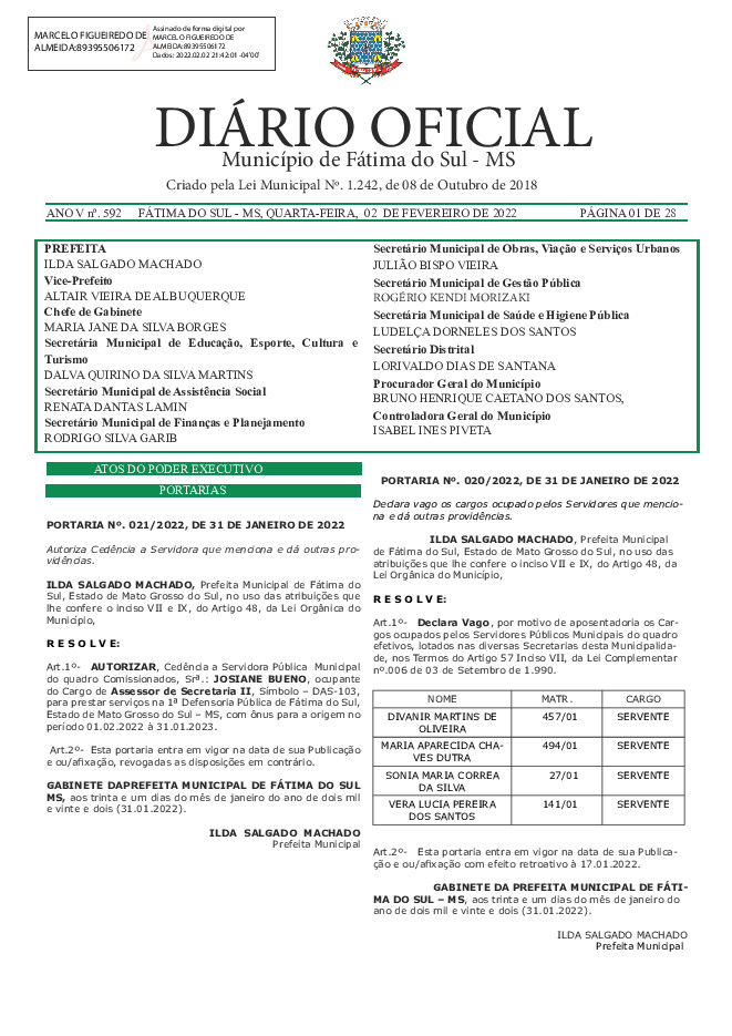 Diário Oficial - Edição nº 592