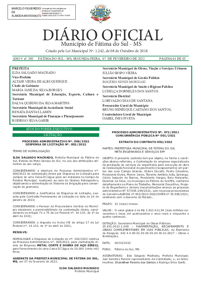 Diário Oficial - Edição nº 595