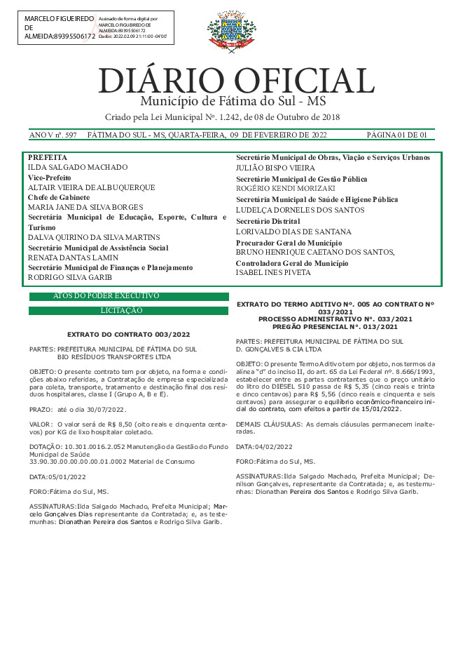 Diário Oficial - Edição nº 597