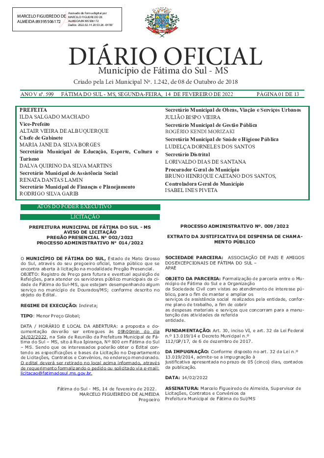 Diário Oficial - Edição nº 599