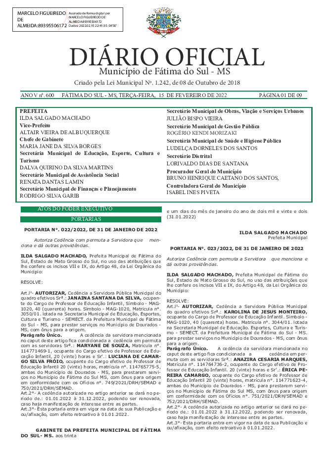 Diário Oficial - Edição nº 600