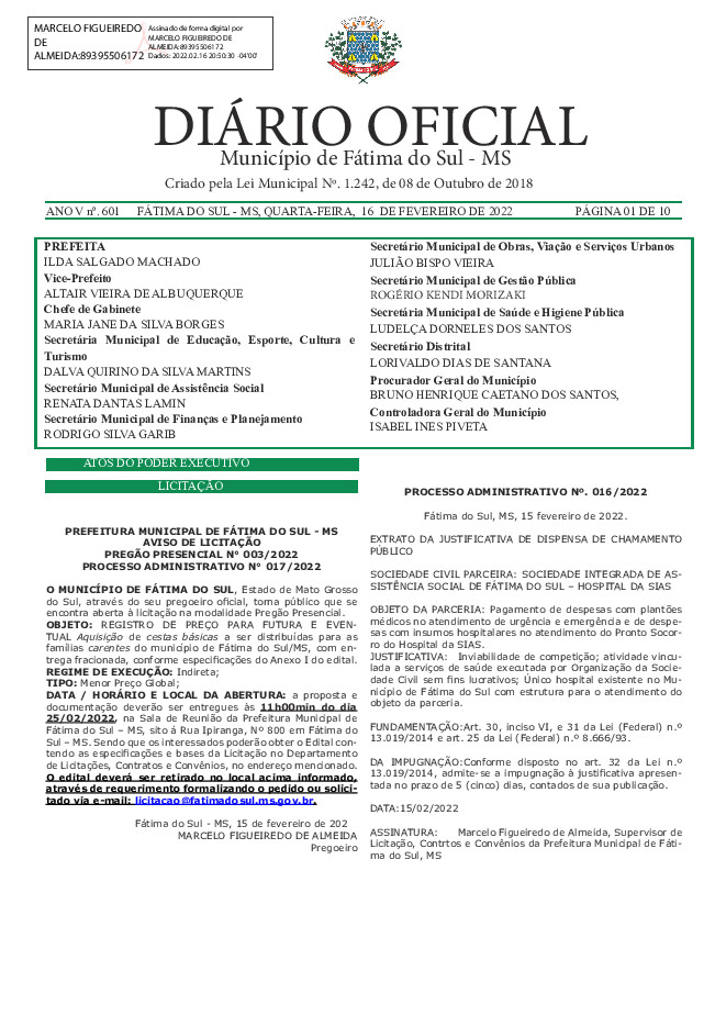 Diário Oficial - Edição nº 601