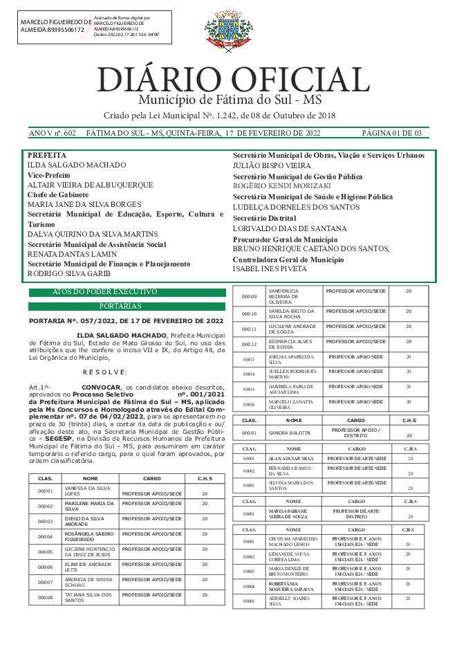 Diário Oficial - Edição nº 602