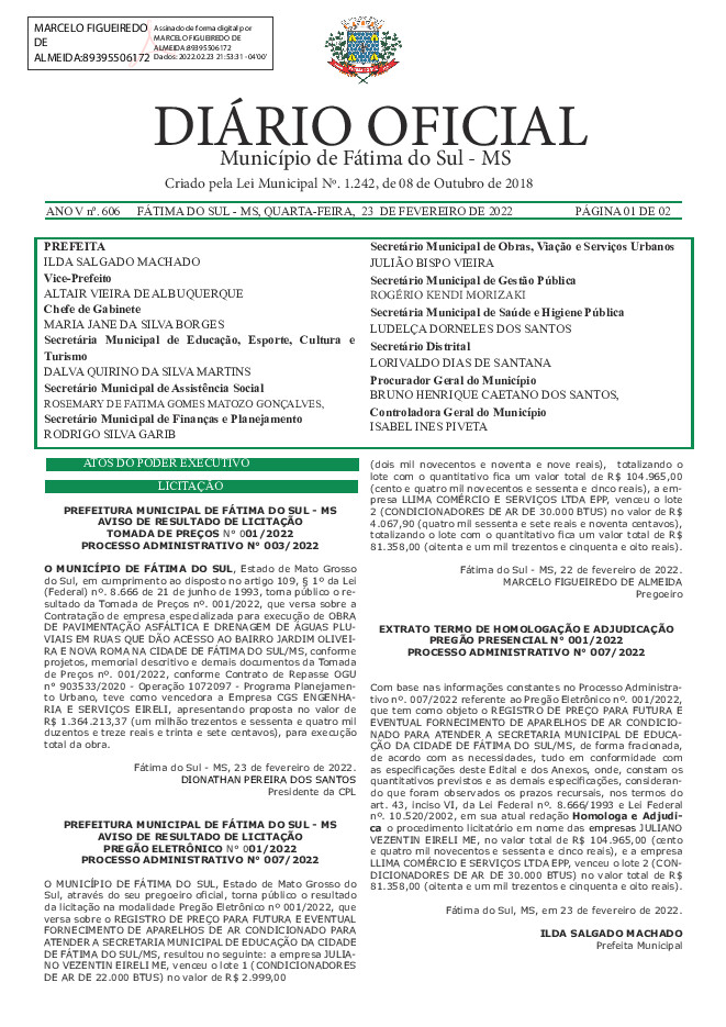 Diário Oficial - Edição nº 606