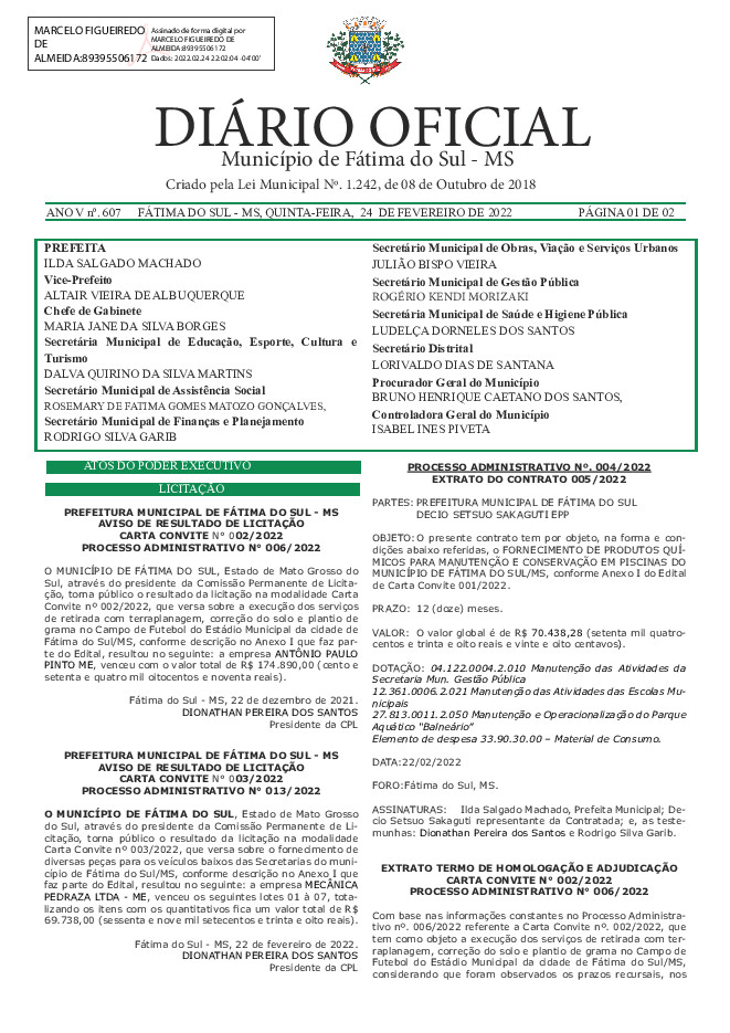 Diário Oficial - Edição nº 607