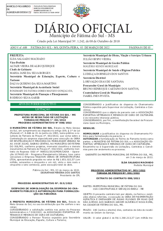 Diário Oficial - Edição nº 609