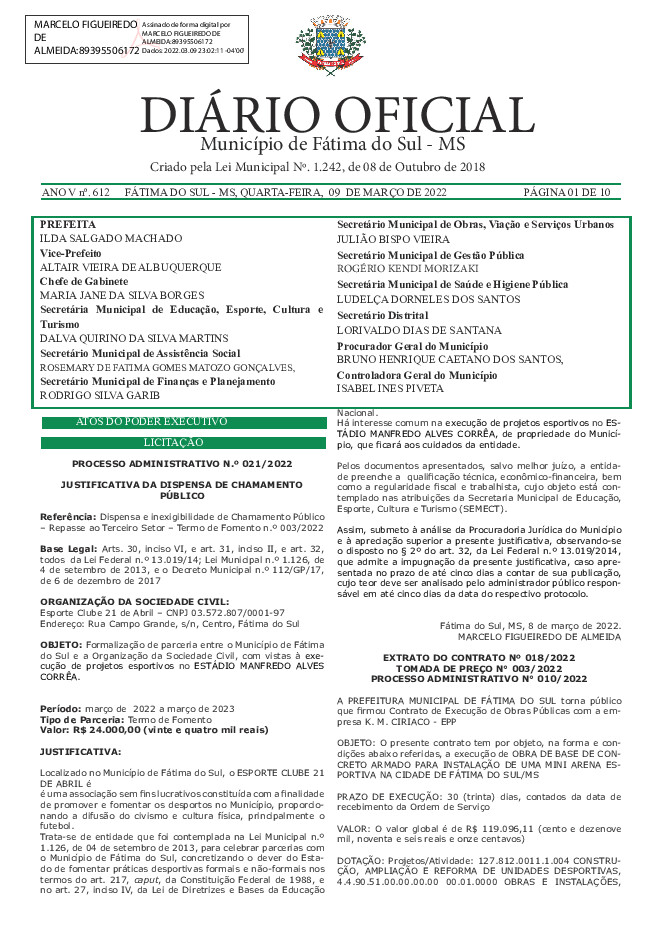 Diário Oficial - Edição nº 612