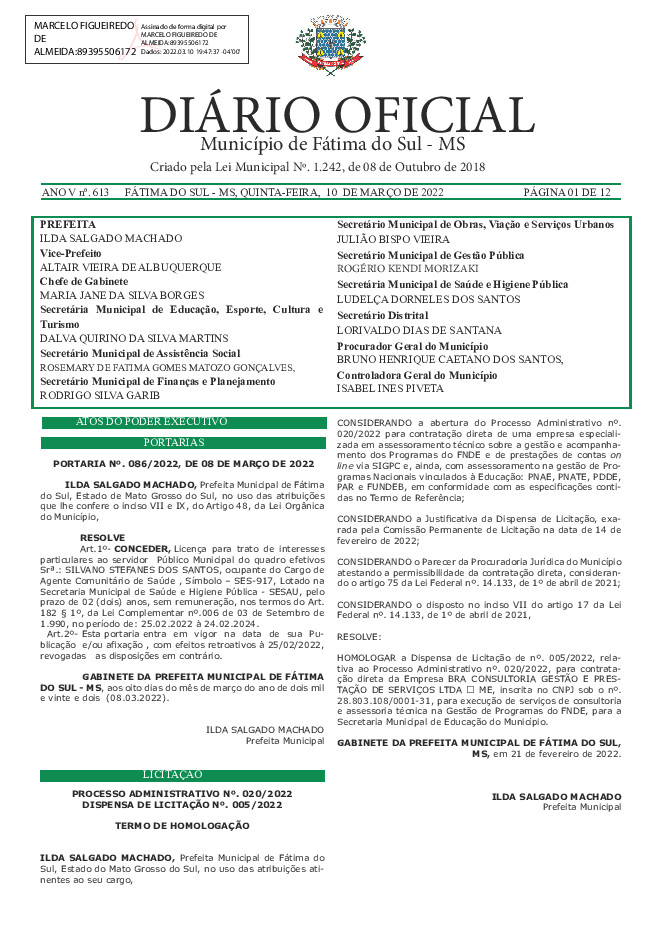 Diário Oficial - Edição nº 613