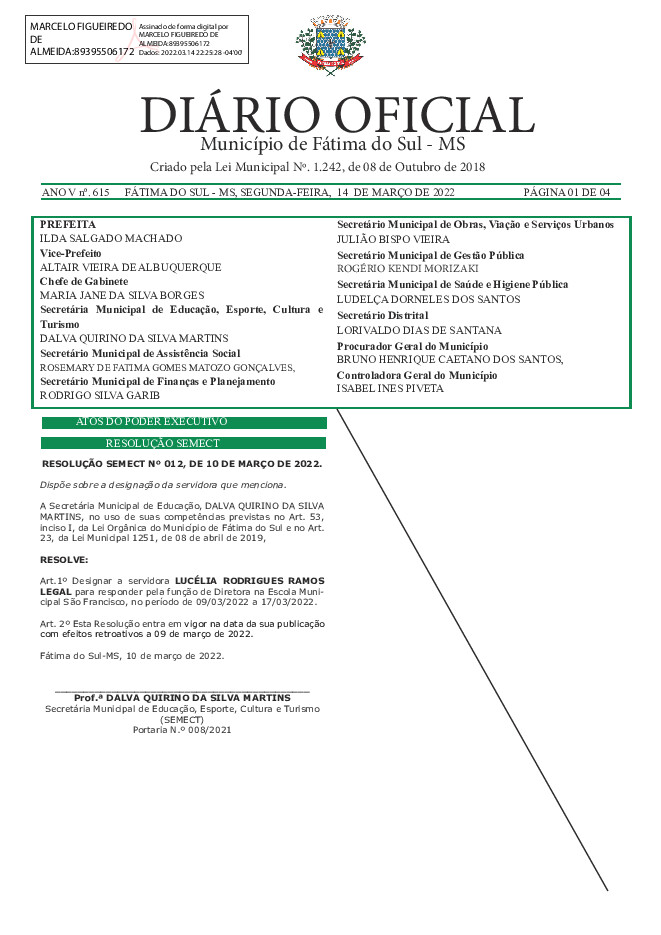 Diário Oficial - Edição nº 615