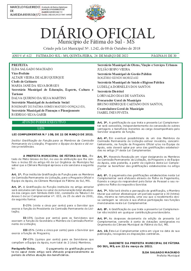 Diário Oficial - Edição nº 622