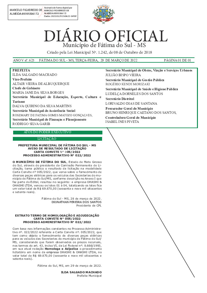 Diário Oficial - Edição nº 625