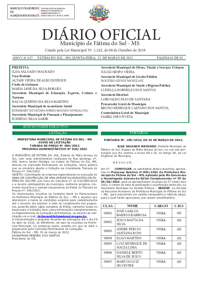 Diário Oficial - Edição nº 627