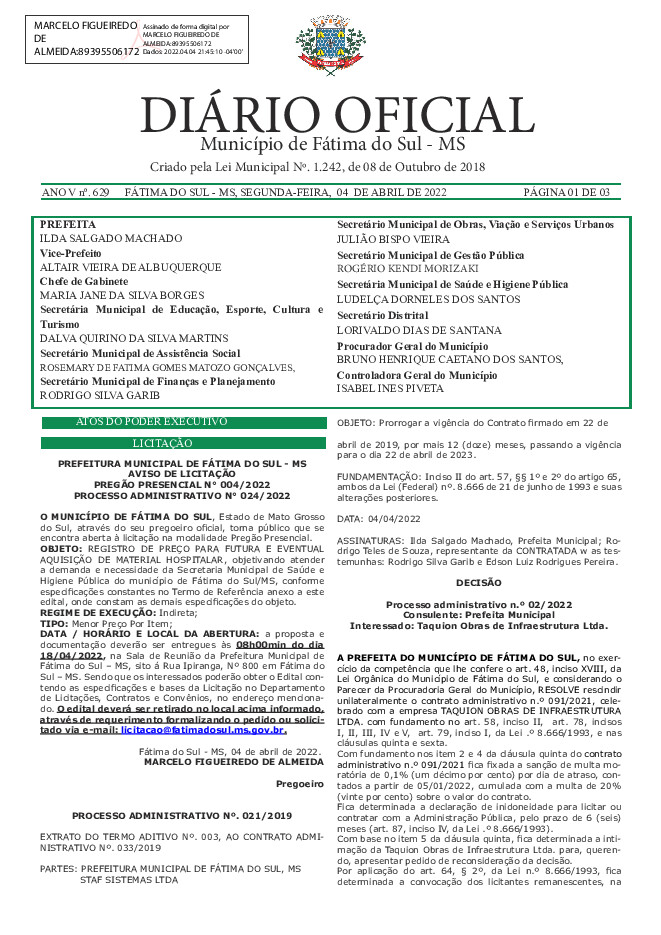 Diário Oficial - Edição nº 629