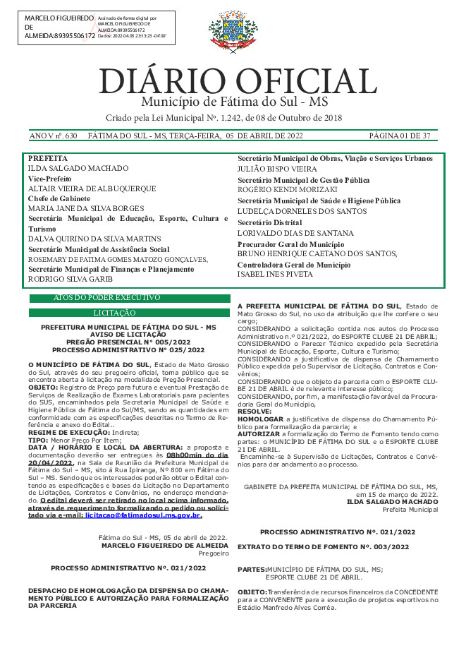 Diário Oficial - Edição nº 630