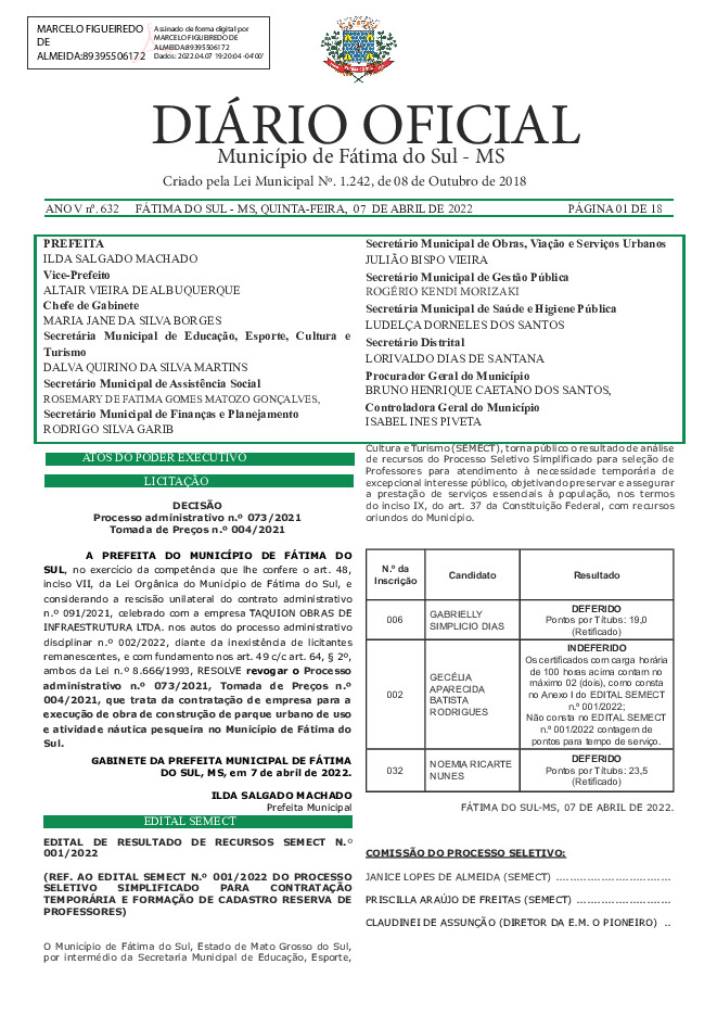 Diário Oficial - Edição nº 632