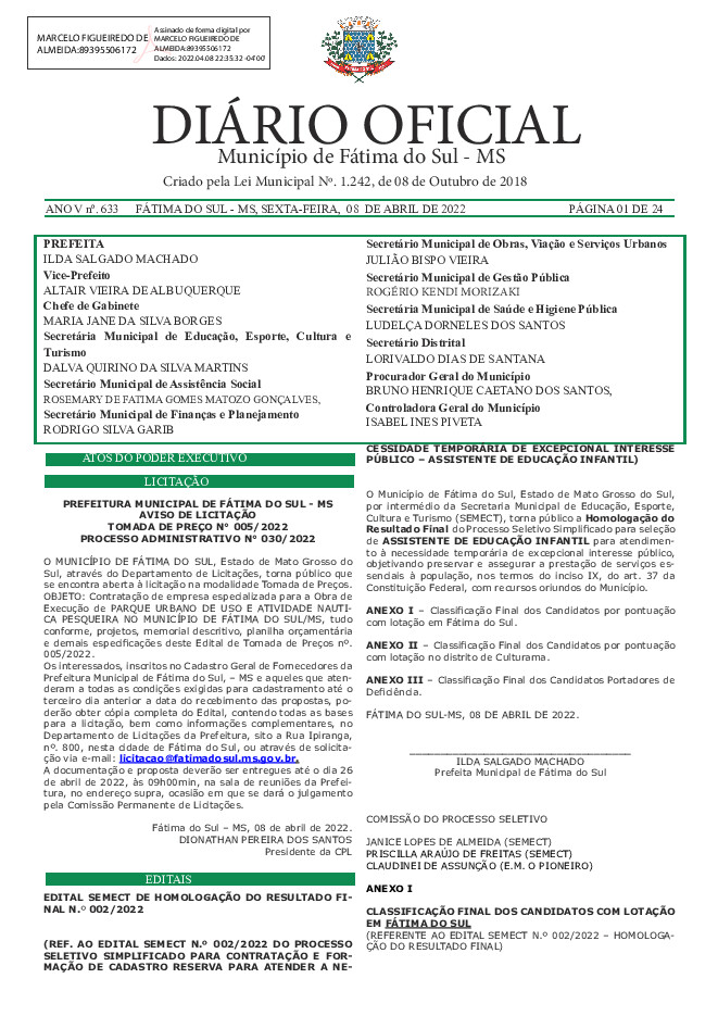 Diário Oficial - Edição nº 633