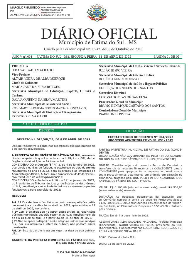 Diário Oficial - Edição nº 634