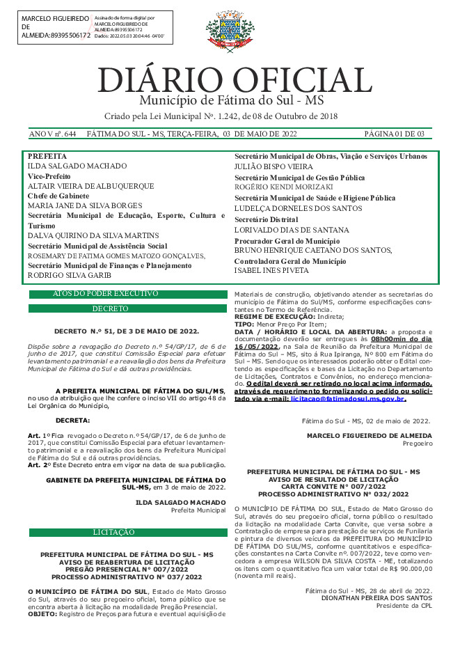 Diário Oficial - Edição nº 644