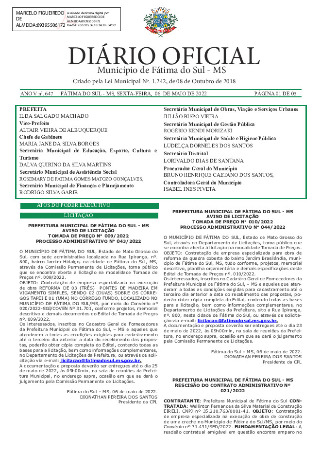 Diário Oficial - Edição nº 647