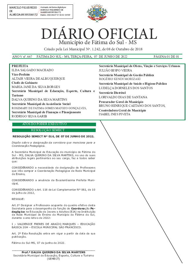 Diário Oficial - Edição nº 667