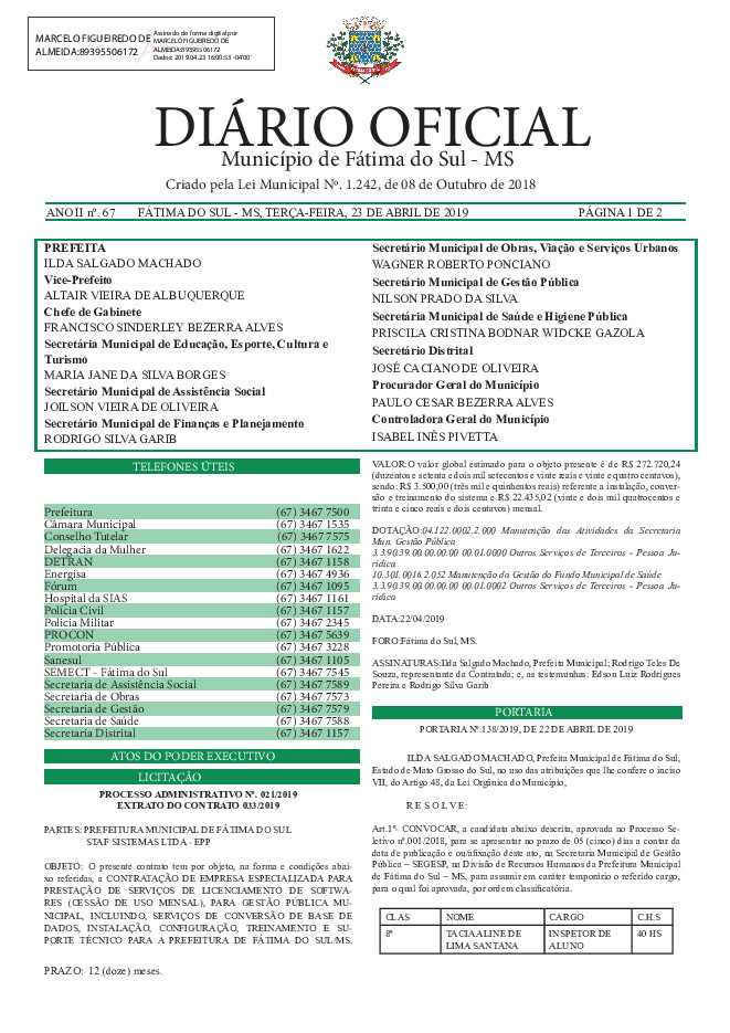 Diário Oficial - Edição nº 67