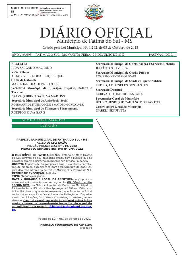 Diário Oficial - Edição nº 698
