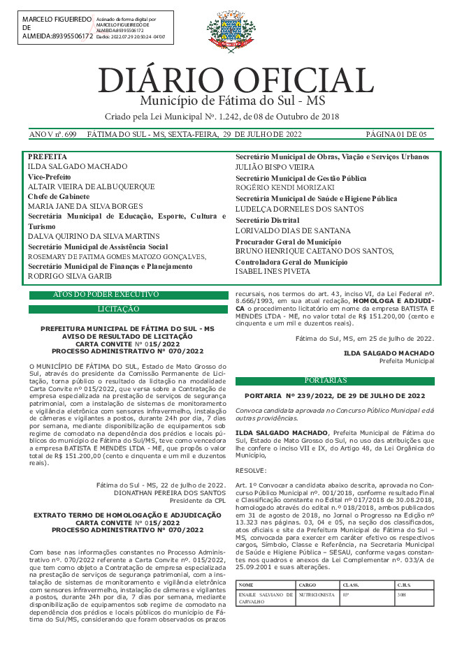 Diário Oficial - Edição nº 699