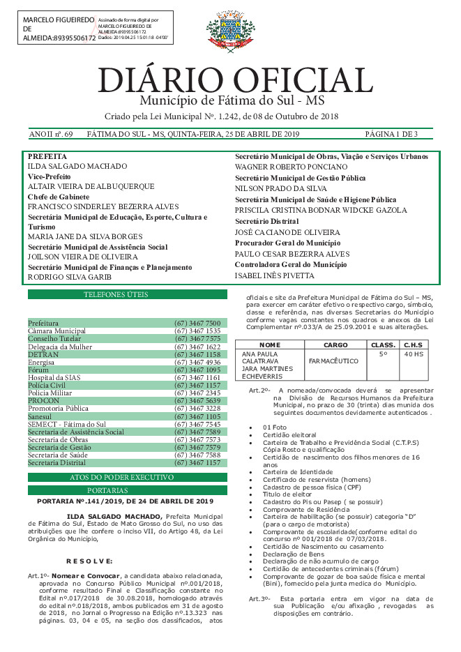 Diário Oficial - Edição nº 69