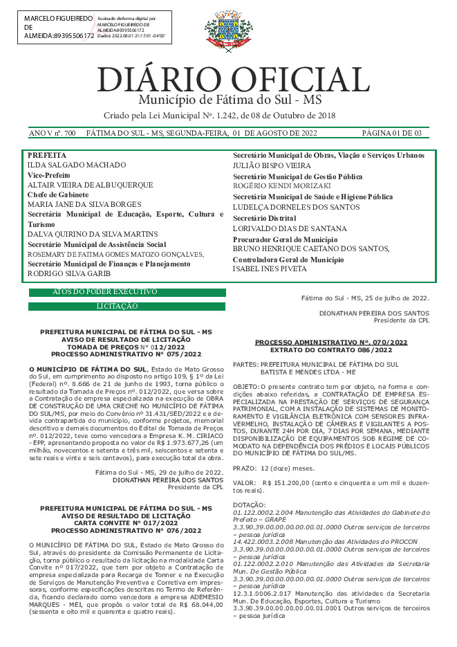 Diário Oficial - Edição nº 700