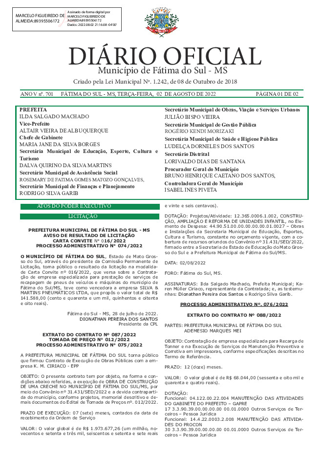 Diário Oficial - Edição nº 701