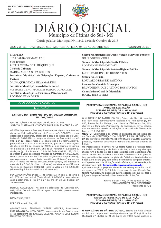 Diário Oficial - Edição nº 703