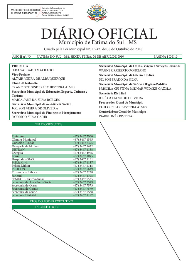Diário Oficial - Edição nº 70